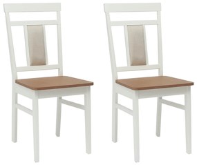 vidaXL Καρέκλα τραπεζαρίας 2 pcs Λευκό και Φυσικό Στερεό Ξύλο Ραβέντι
