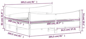 Σκελετός Κρεβ. Χωρίς Στρώμα Καφέ Κεριού 200x200 εκ Μασίφ Πεύκο - Καφέ