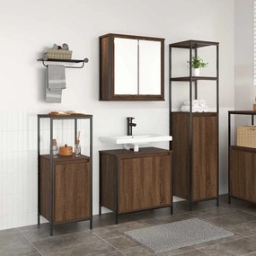 vidaXL Σετ Επίπλων Μπάνιου με ράφι 3 pcs Γκρι σονόμα και Μαύρο