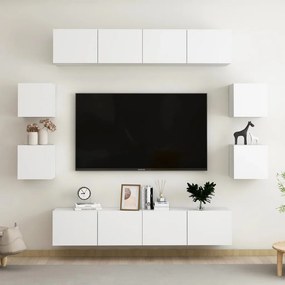 vidaXL Έπιπλα Τηλεόρασης Σετ 8 Τεμαχίων Λευκό από Μοριοσανίδα