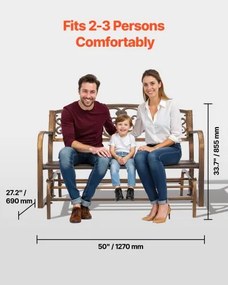 VEVOR Outdoor Bench Patio Bench Glider 127 cm Metal Frame Cast Iron Backrest