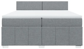 vidaXL Κρεβάτι Boxspring με Στρώμα Ανοιχτό Γκρι 200x200 εκ. Υφασμάτινο