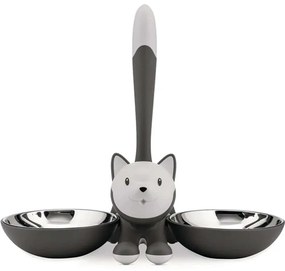 Δοχείο Φαγητού Γάτας 2 Θέσεων Tigrito AMMI09 G 32x16x28cm Silver-Grey Alessi
