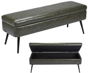 VEVOR PU Leather Storage Ottoman Bench Shoe Seat with Storage &amp; Metal Legs Green