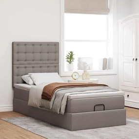 vidaXL Οθωμανικό κρεβάτι με στρώμα Taupe 90x190cm ύφασμα