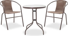 Τραπεζαρία Watson-Obbi σετ 3τεμ pakoworld μέταλλο-pe καφέ