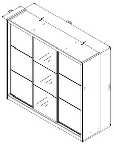 Ντουλάπα Navara με Καθρέφτη 245 OG Γκρί Δρύς 242x60x215,5 εκ.