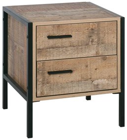 PALLET-W Κομοδίνο με 2 Συρτάρια Μέταλλο Βαφή Μαύρο - Antique Oak 44x40x50cm Ε8433,W