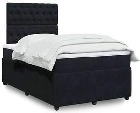 vidaXL Κρεβάτι Boxspring με Στρώμα Μαύρο 120x190 εκ. Βελούδινο
