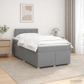vidaXL Κρεβάτι box spring με στρώμα Ανοιχτό γκρι 120 x 190 cm Ύφασμα