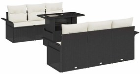 vidaXL Σετ Καναπέ Κήπου με μαξιλάρι 7 pcs Μαύρο Πολυ ράταν