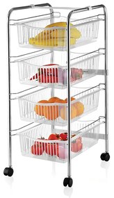 Τρόλεϊ - ραφιέρα 4όροφη Perilla μεταλλική χρώμα ασημί 43x33x80εκ.