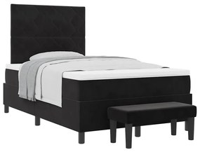 vidaXL Κρεβάτι με ελατήρια με στρώμα Μαύρο 120 x 200 cm Βελούδο