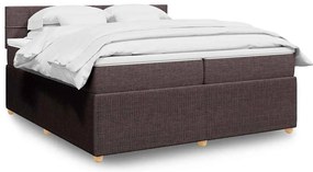 vidaXL Κρεβάτι Boxspring με Στρώμα Σκούρο Καφέ 200x200 εκ. Υφασμάτινο