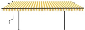 Τέντα Αυτόματη με LED &amp; Αισθητήρα Ανέμου Κίτρινο/Λευκό 5x3 μ. - Κίτρινο