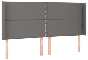 Κεφαλάρι με Πτερύγια Γκρι 163x16x118/128 εκ. Συνθετικό Δέρμα 3119540