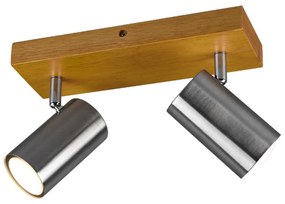 Φωτιστικό Οροφής - Σποτ Marley 812400207 2xGU10 35W 26x9x16cm Nickel Mat Trio Lighting Metal,Wood
