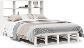 vidaXL Κρεβάτι Βιβλιοθήκη Χωρίς Στρώμα Λευκό 120x200 εκ Μασίφ Πεύκο