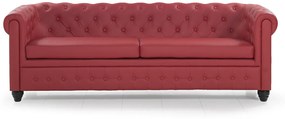 Τριθέσιος καναπές δερματίνη CHEST, Κόκκινο 225x72x82cm-TED1212