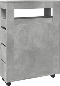 vidaXL Ντουλάπι Μπάνιου Στενό με Ροδάκια Γκρι Σκυρ. Επεξ. Ξύλο