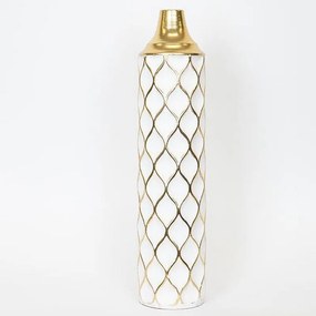 Βάζο Μεταλλικό 752-22020 14x14x60,5cm Gold-White Estheti Home Metal