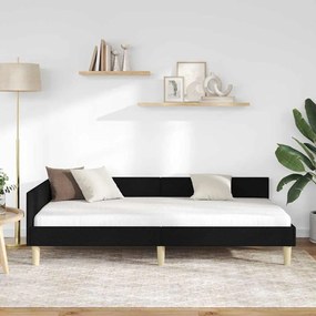 vidaXL Κρεβάτι Γωνίας Μαύρο 90 x 190 cm ύφασμα