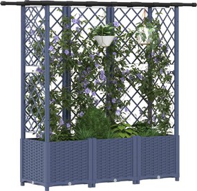 vidaXL Ανυψωμένο Κρεβάτι με Πέργκολα και Οροφή Γκρι PP