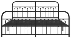 Πλαίσιο Κρεβατιού με Κεφαλάρι&amp;Ποδαρικό Μαύρο 183x213εκ. Μέταλλο - Μαύρο