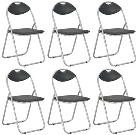 Καρέκλες Τραπεζαρίας Πτυσσόμενες 6 τεμ. Μαύρες Συνθετικό Δέρμα