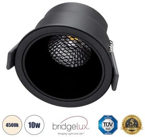 Χωνευτό Σποτ Downlight LED TrimLess 10W Μαύρο Φυσικό 4500K PLUTO-M 60256 Globostar-60256-Μαύρο 60256