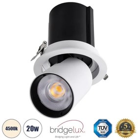 Χωνευτό Σποτ Downlight LED TrimLess 20W Λευκό-Μαύρο Φυσικό 4500K VIRGO-B 60310 Globostar-60310-Λευκό 60310