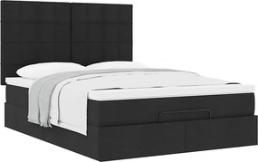 vidaXL Οθωμανικό κρεβάτι με στρώμα Μαύρο 140x200cm Ύφασμα
