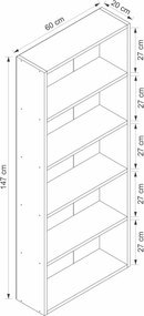 Βιβλιοθήκη Λευκό AGUR 60x20x147