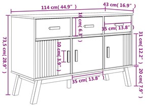 Μπουφές OLDEN Λευκό &amp; Καφέ 114x43x73,5 εκ. Μασίφ Ξύλο Πεύκου - Λευκό