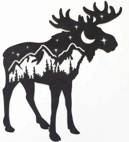 Διακοσμητικό Τοίχου Landscape Moose 507ATP1179 65x69cm Black Wallity Ατσάλι