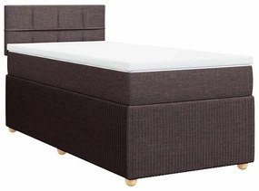 vidaXL Κρεβάτι Boxspring με Στρώμα Σκούρο Καφέ 90x190 εκ. Υφασμάτινο