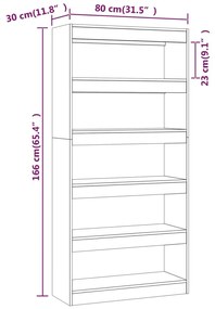 Βιβλιοθήκη/Διαχωρ. Χώρου Μαύρη 80x30x166 εκ. Επεξ. Ξύλο - Μαύρο