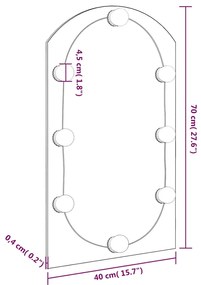 Καθρέφτης με Φώτα LED 70x40 εκ. Γυαλί Οβάλ - Ασήμι