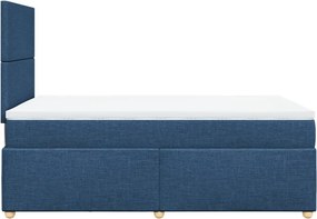 vidaXL Κρεβάτι Boxspring με Στρώμα Μπλε 120x200 εκ. Υφασμάτινο
