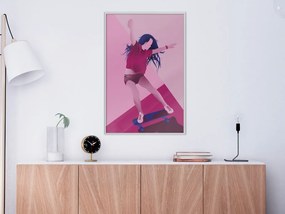 Αφίσα - Girl on a Skateboard - 20x30 - Μαύρο - Με πασπαρτού