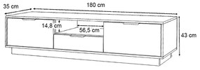 Έπιπλο τηλεόρασης Mensa Megapap χρώμα λευκό 180x35x43cm.