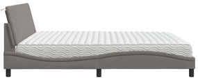 vidaXL Κρεβάτι με Στρώμα Taupe 200x200 εκ. Υφασμάτινο