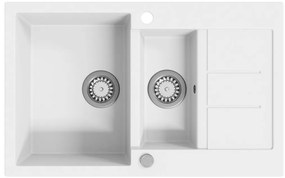 vidaXL Νεροχύτης με Διπλή Γούρνα Λευκός Γρανιτένιος