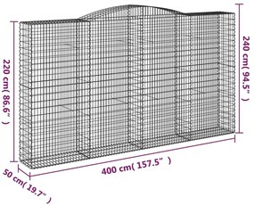 Συρματοκιβώτια Τοξωτά 10 τεμ. 400x50x220/240 εκ. Γαλβαν. Σίδερο - Ασήμι