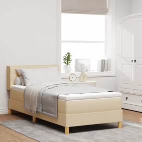 vidaXL Κρεβάτι Στρατηγικής με Στρώμα, Κρεμ, 90 x 200 εκ, Υφάσμα.