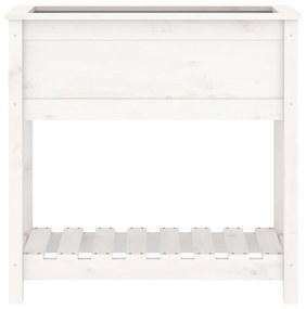 vidaXL Ζαρντινιέρα με Ράφι Λευκή 82,5x34,5x81 εκ. Μασίφ Ξύλο Πεύκου