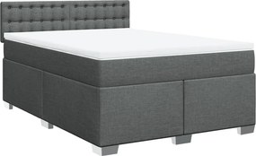 vidaXL Κρεβάτι Boxspring με Στρώμα Σκούρο Γκρι 160x200 εκ Υφασμάτινο