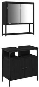 vidaXL Σετ Επίπλων Μπάνιου με αποθήκευση 2 pcs Μαύρο 60 x 30 x 60 cm