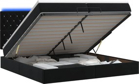 vidaXL Κρεβάτι Ottoman με Στρώμα και LED Μαύρο 200 x 200 cm Βελούδο