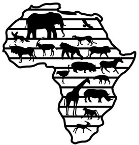 Διακοσμητικό Τοίχου African Animals 899SKL2568 67x70cm Black Wallity Μέταλλο